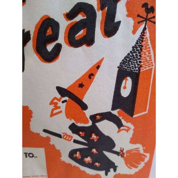 Rare Large 11" Halloween Trick Or Treat Paper Candy Loot Bag Clever Idea Vintage - Picture 4 of 8